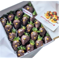 20pcs Starry Heart in Gold & Black Chocolate Strawberries Gift Box (Custom Wording)
